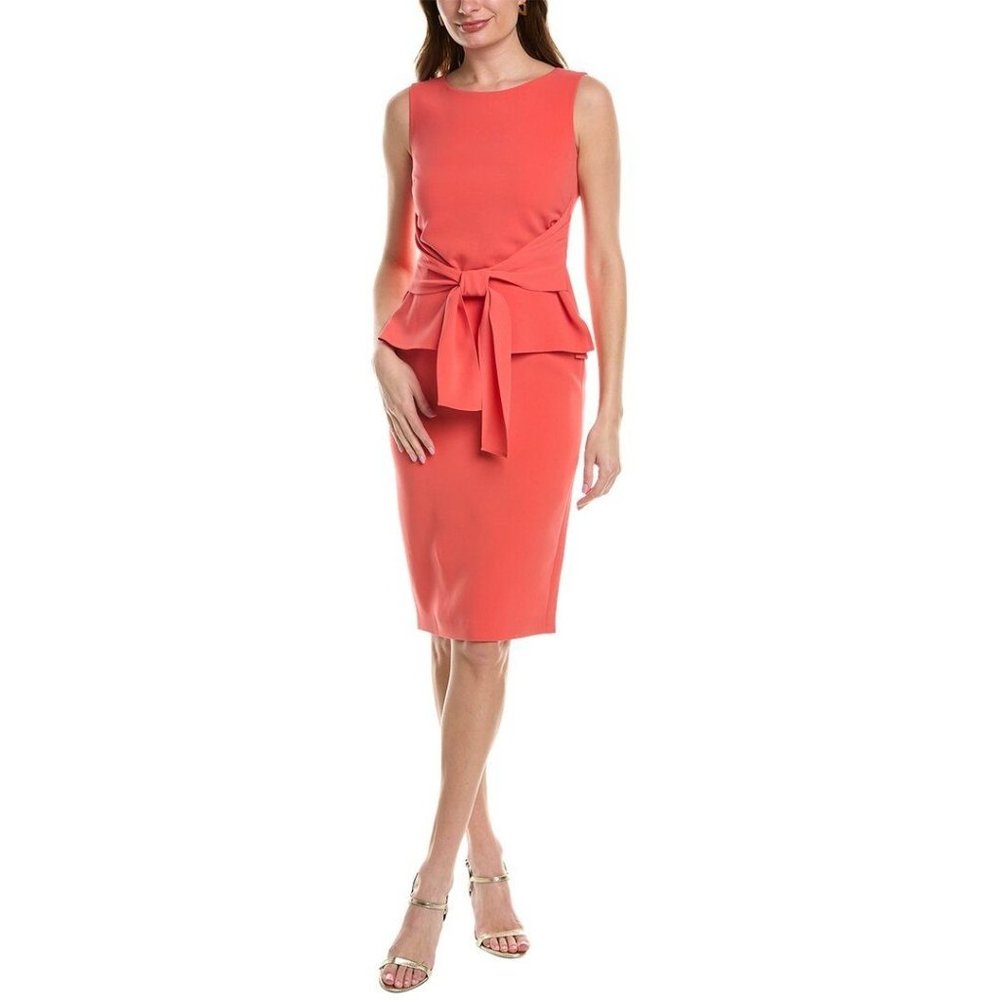 Lafayette 148 New York NWT Peplum Pink Lucy Tie Sheath Dress 0